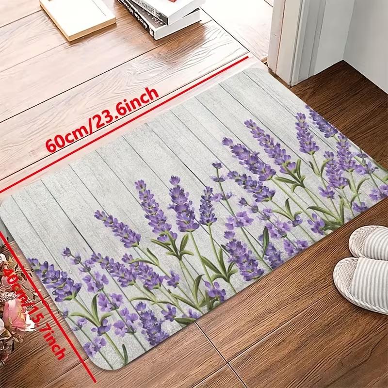 Soft Non-Slip Washable Kitchen Mat, & Floor Mat with Lavender Floral , Polyester, Kitchen Floor Mat, Kitchen MaT 1pc-40X60CM