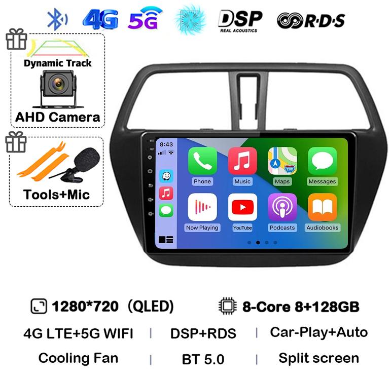Android 14 Carplay WIFI 4G For Suzuki S-Cross SX4 2014 2015 2016 2017 Auto Car Radio GPS Multimedia Player Stereo Head Unit DSP