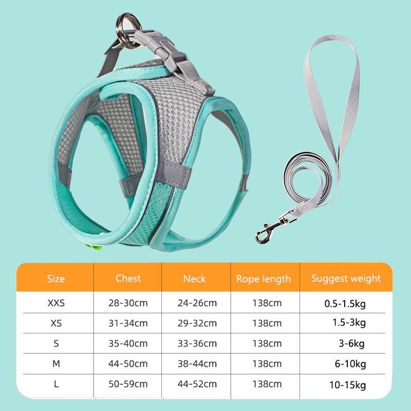

New cat vest-style chest strap dog reflective breathable leash small and medium-sized dog walking leash pet supplies L зелёный