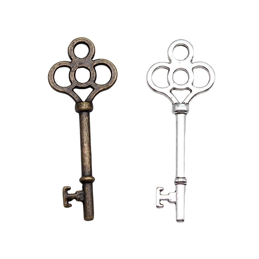 Simple Skeleton Key Charms Multi Color Alloy Pendants For Vintage Themed Jewelry
