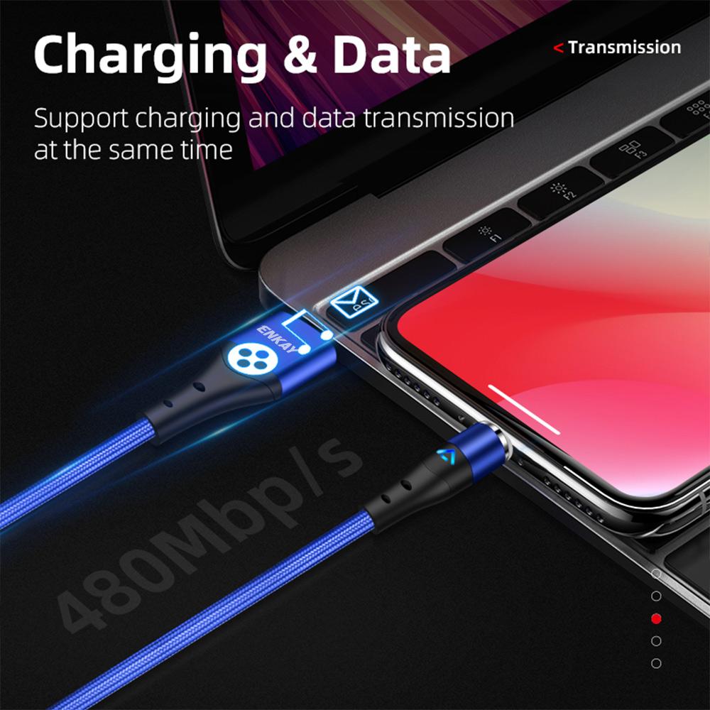 ENKAY HAT PRINCE 1m Magnetic 3A Fast Charging Cable 2-in-1 USB To 8-Pin+Type-C Data Cord