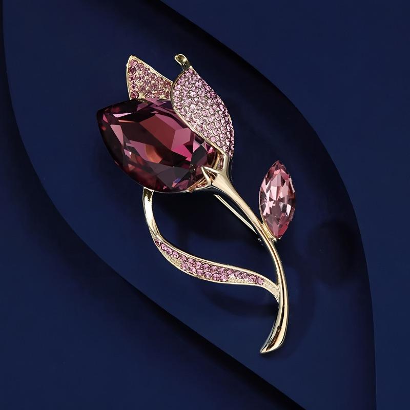 

Ретро брошь-тюльпан, Роскошная и изысканная брошь, Универсальная хрустальная булавка, Элегантный аксессуар для костюма серебряный/синий