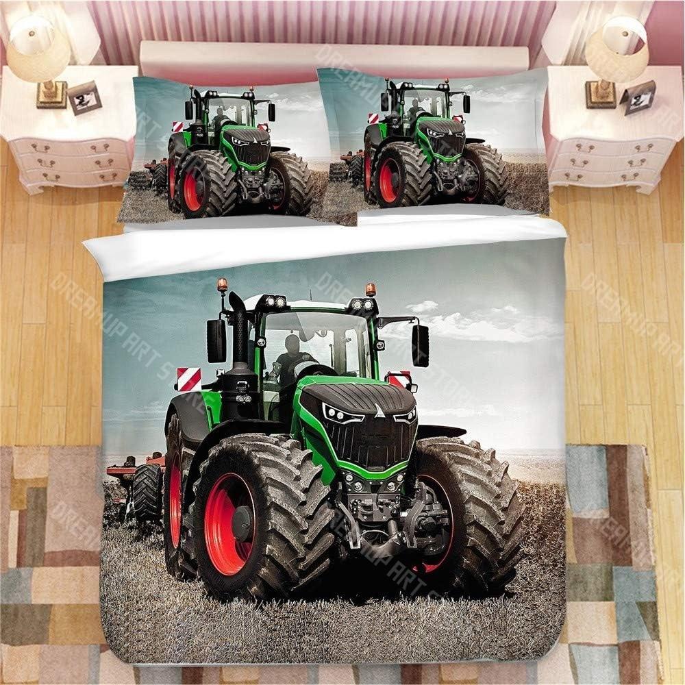 3D Printing Tractor Duvet Cover Set Boys Tractor Bedding Set Truck Bedding Set Farm Tool Cart Comforter Cover Set