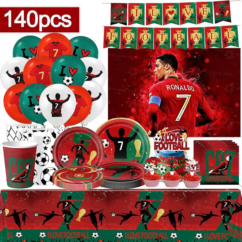 New CR7 Birthday Decoration Soccer Superstar Party Supplies Football Party Favors Tablecloth Plate Paper Cup Backdrop