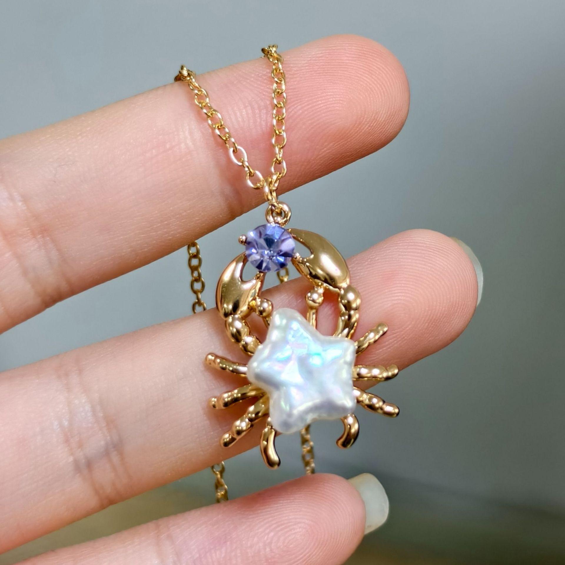 Ocean Natural Pearl Series Pendant Cute Pearl Fish Zircon Pendant Necklace