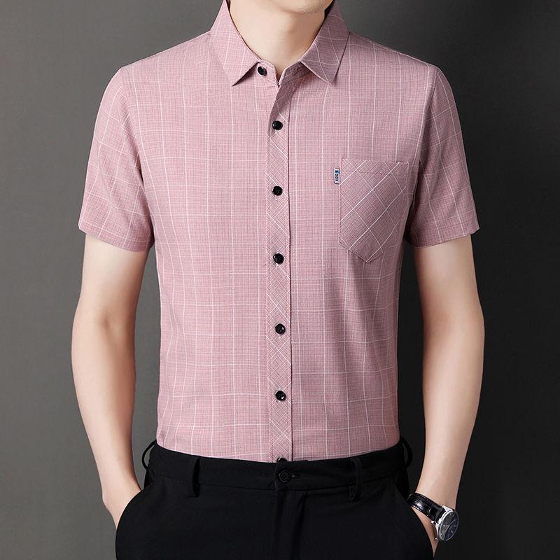 Summer Comfortable Cotton and Hemp Loose and Casual Moisture Wicking Wide and Styled Non Ironing Checkered Shirt for Men
