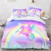 Cartoon Unicorn Duvet Cover King Queen Lovely White Mythical Animal Bedding Set Kids Girl Colorful Rainbow Polyester Quilt Cover Tool