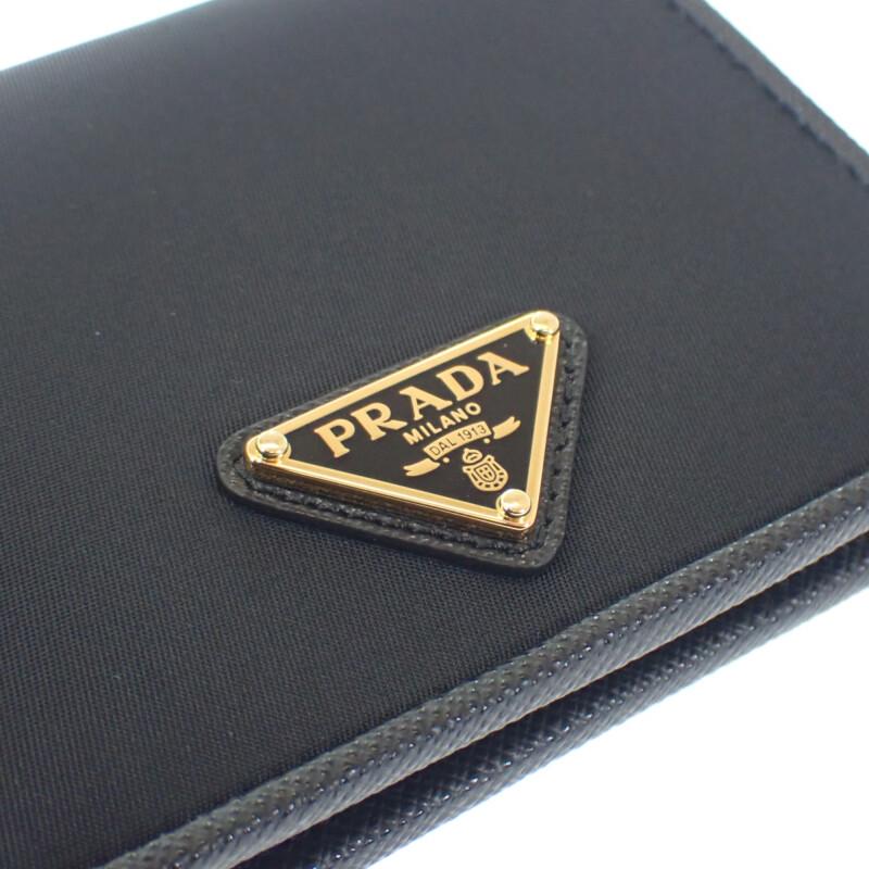 Prada 1MV204 Bifold Wallet Black Safiano/Nylon Women