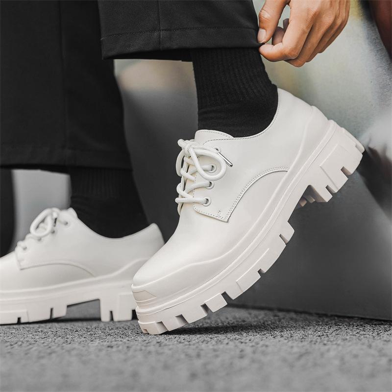 2024 new derby shoes men's black platform heightening leather shoes British dress big head shoes 59015-K