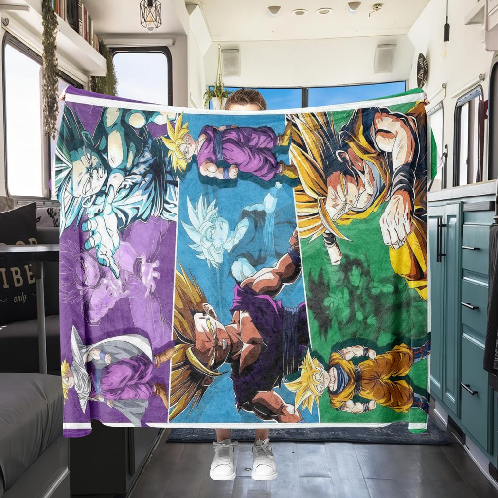 1 ks flanelová deka s potiskem DRAGON BALL, Vysoká kvalita, Pro všechna roční období, Domácí dekorace, Teplo a pohodlí, Perfektní jako vánoční dárky