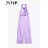 Zaprha 2025 New Fashion Sexy Dress Silk Satin Texture Hanging Collar Jumpsuit Women Elegant 3205399