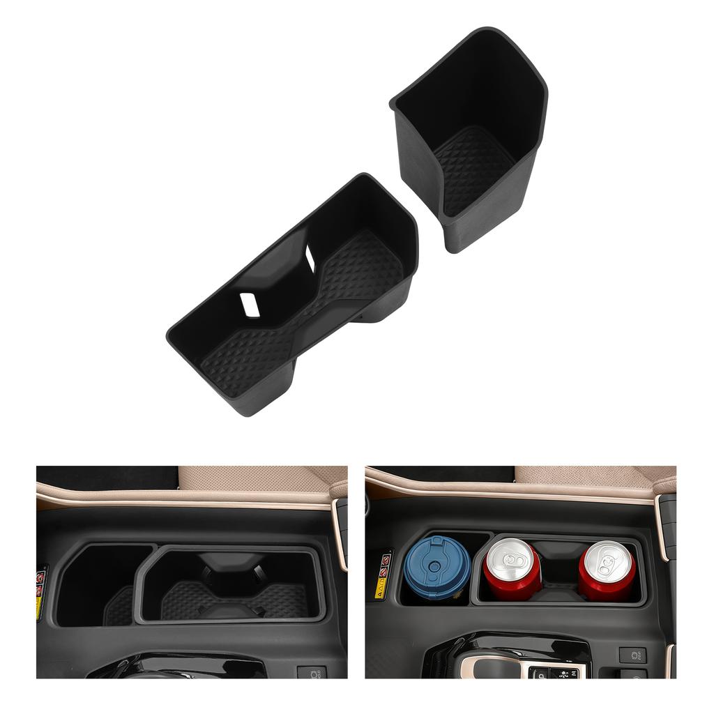 for Toyota Grand Highlander 2024-2026 Center Console Cup Holder Shock-Absorbing Storage Tray TPE Car Accessories 2PCS