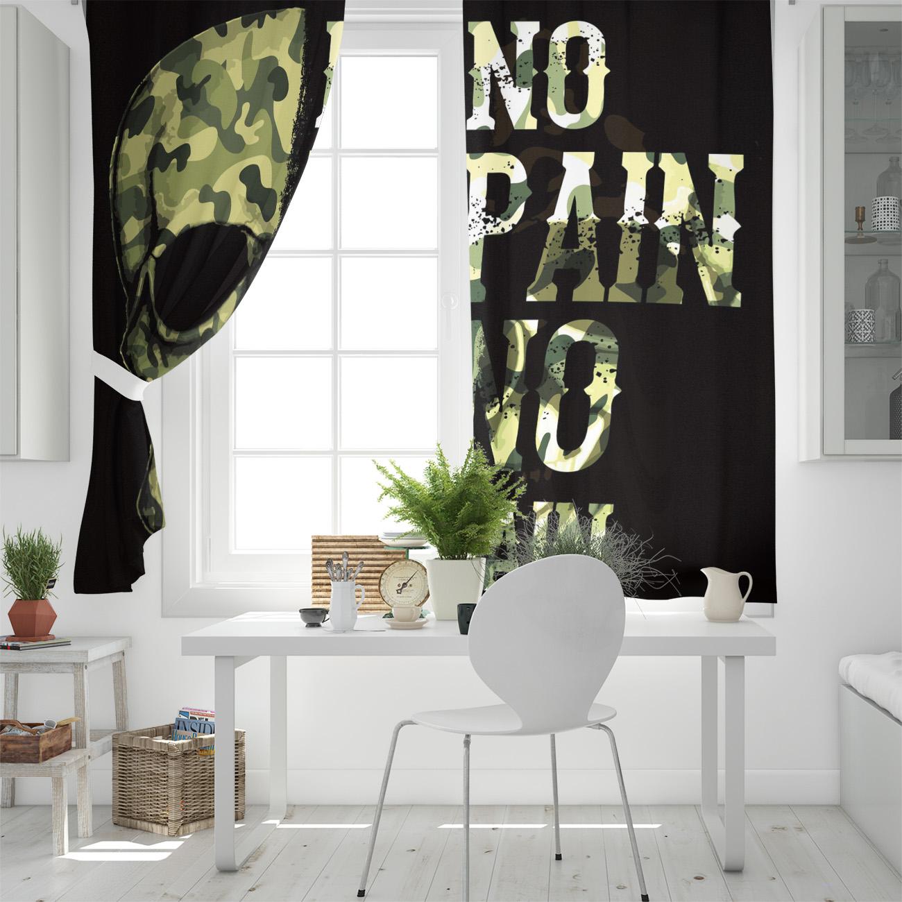 Зеленый Череп Камуфляж Искусство Спальня Кухня Окна Шторы Шторы Для Гостиной Декоративные — фото 4