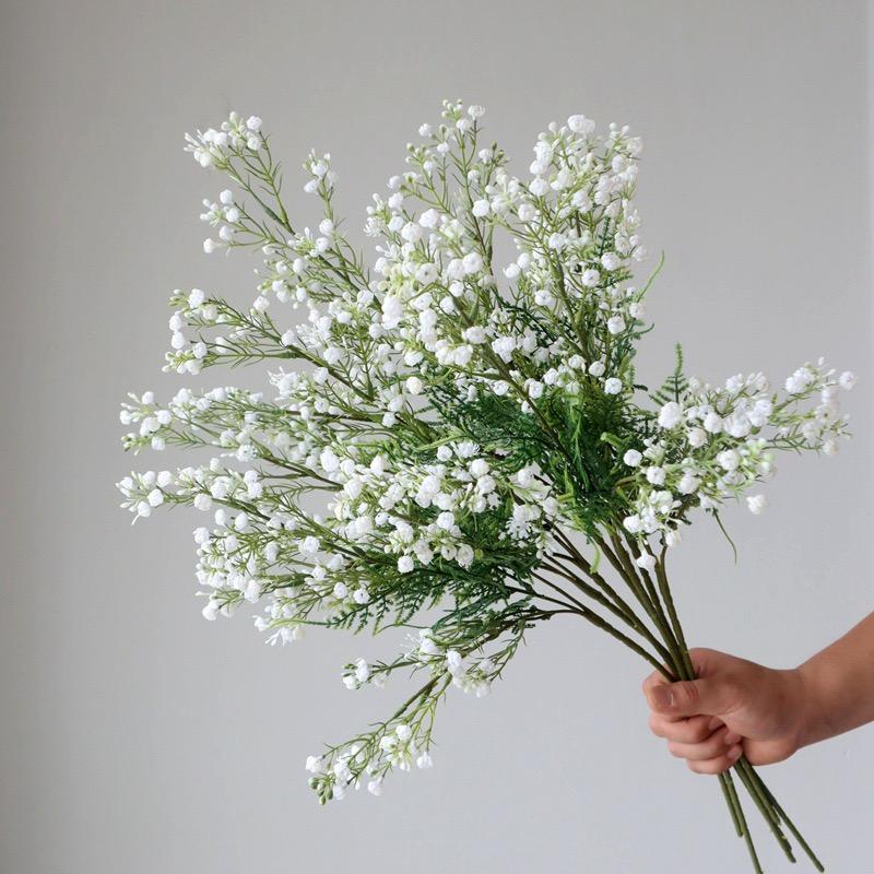 6Pcs Artificial Baby's Breath Gypsophila White Flowers Fake Floral Stems for Wedding Centerpieces Decoration Bouquet Home Decor