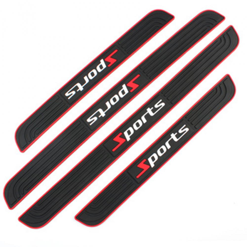 Car Door Scuff Sill Cover Panel Step & Rear Trunk Edge Rubber Protector Strips