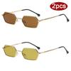 Protective Glasses 2pcs Fashion Small Rectangle Women Sunglasses Polygon Design Sun Glasses Colorful Lens Metal Frame Shades