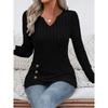 JPNTKY Women's Fashion Casual Solid Color Print Long Sleeve V Neck Blouses & Shirts