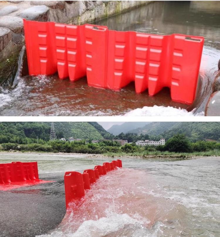 Červená plastová protipovodňová bariéra ve tvaru L pro domácí a garážové použití