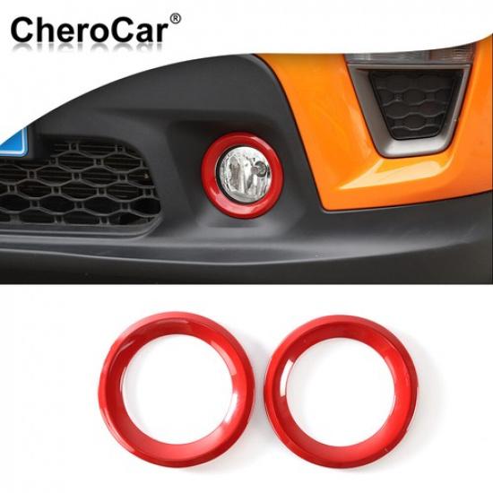 2x Red Car Front Fog Lamp Bezel Decor Cover RingTrim for Jeep Renegade -22