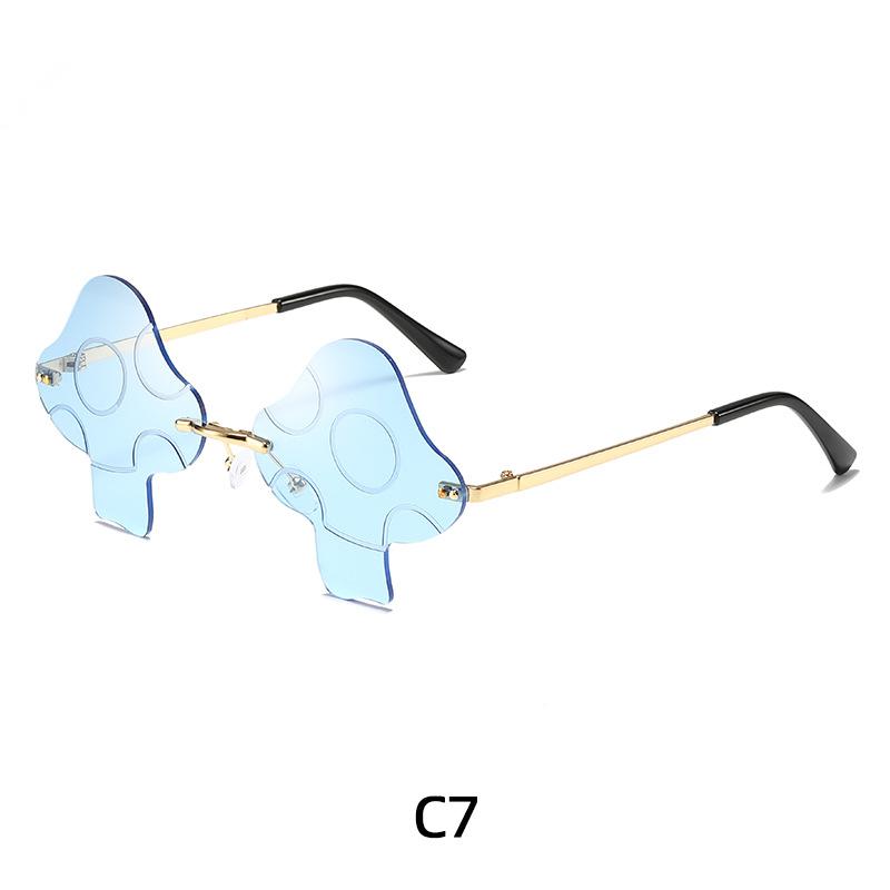 Novel Irregular Mushroom Shape Sunglasses Retro Trendy Fun Rimless Sun Glasses for Women Men Halloween Decorations Party Favor