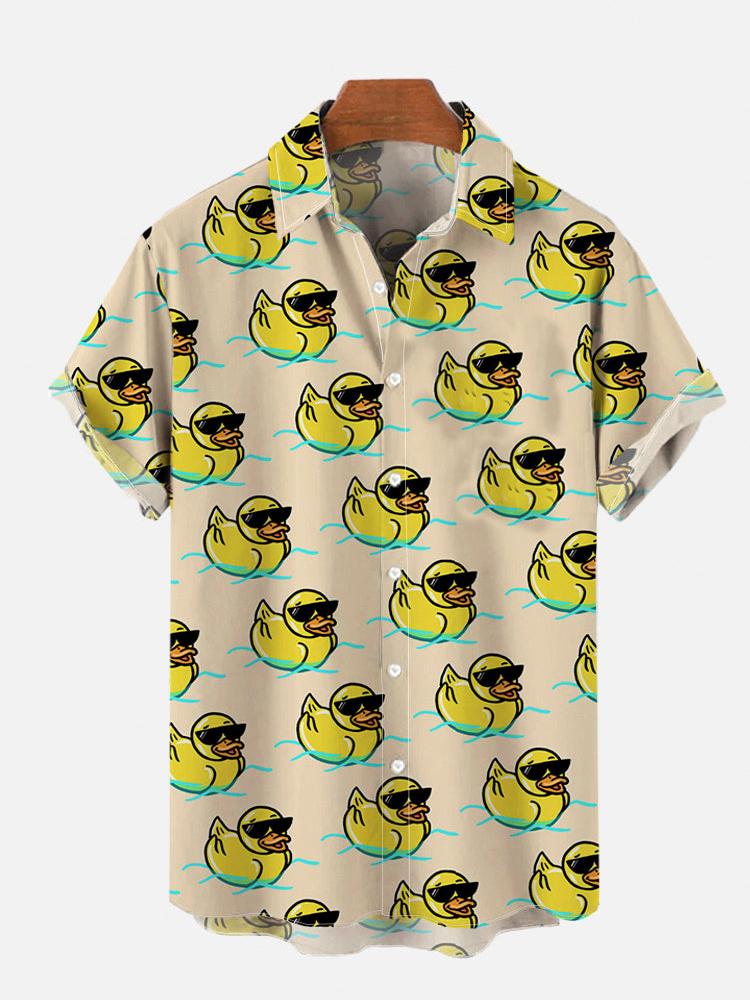 Unisex Pánské Cosplay Košile 3D Potisky Prošívání Kreslený Roztomilý Potisk Kachny Košile s Krátkým Rukávem Módní Havajské Košile Pro Muže