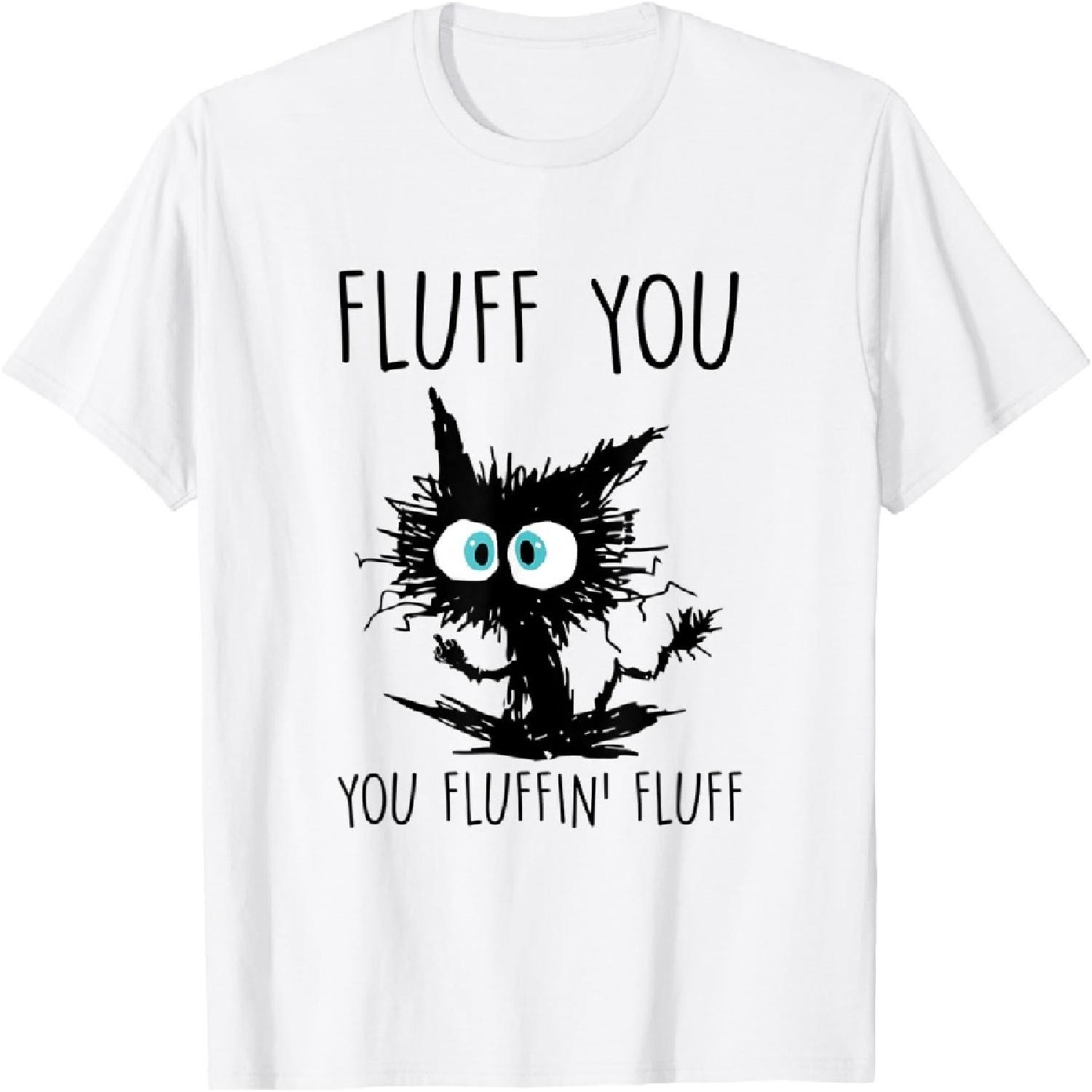 Fluff You Cat Middle Finger Waving Cat T-Shirt XXXXXL белый