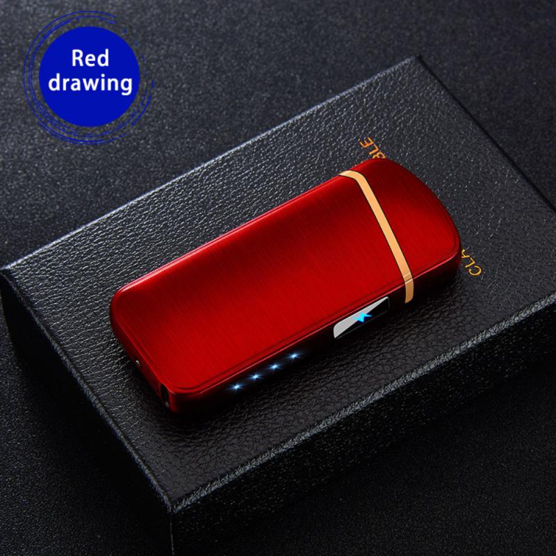 LCD Touch Switch Dual Arc Electric Lighter With Battery Display Wind-Resistant USB Rechargeable Lighter Accessories Lighter