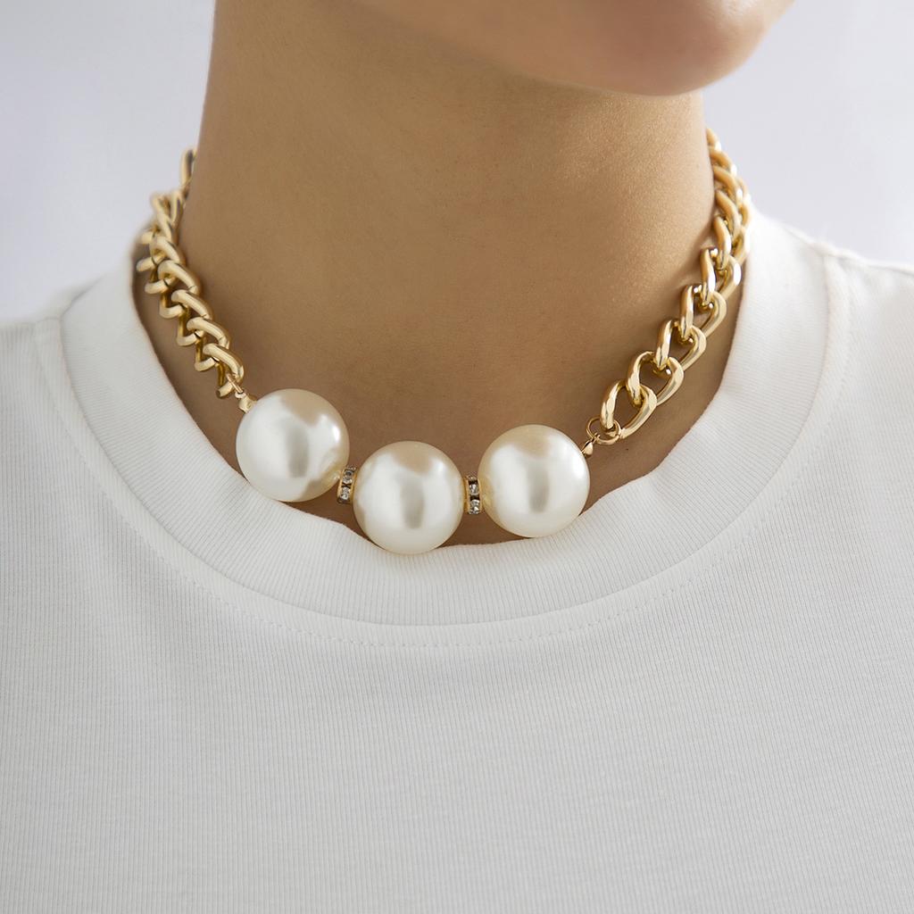 DIEZI Prancūziškas Vintažinis Bohemiškas Didelių Karoliukų Perlinis Choker Kaklo Grandinėlė Moterims Merginoms Nauja Prabangi Nuotakos Raktikaulio Grandinėlės Kaklo Papuošalas