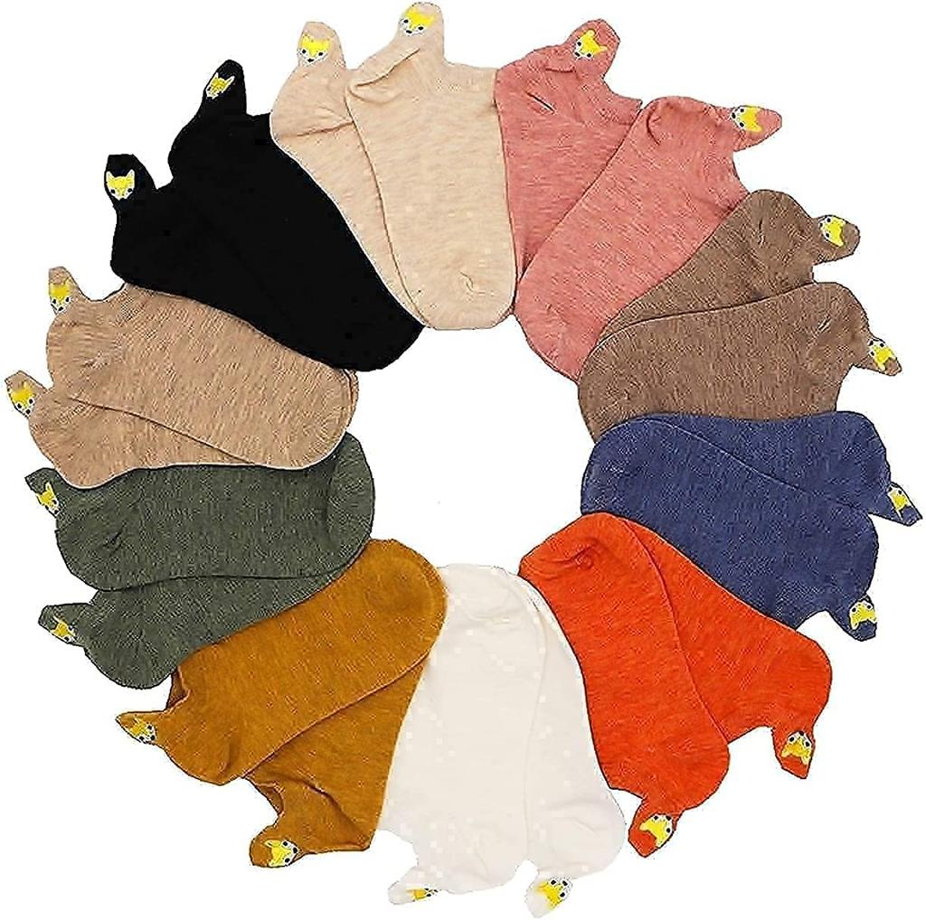 Embroidered 10 Pairs In 10 Foot Short Crew Short Socks with Cute Golden Fox 3D Suitable for All Seasons Socks, Colors, Covers, Socks, Women's Socks,