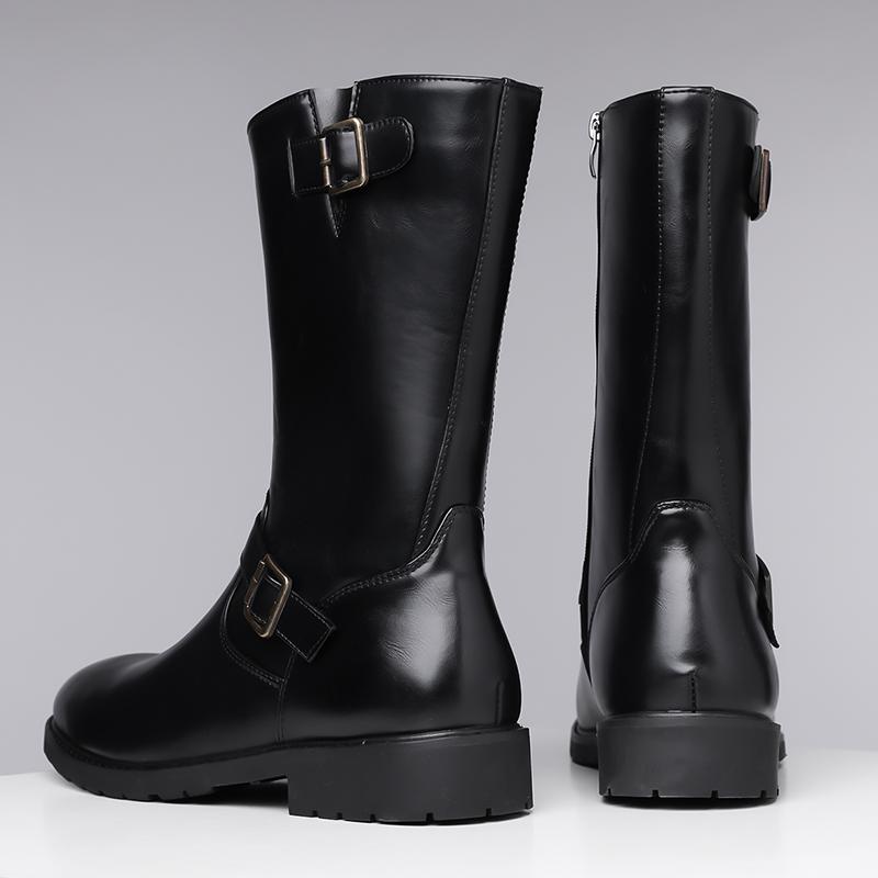 Men’s Motorcycle Boots Western Boots Black Jockey Boots Casual High Boots Plus Size