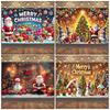 Merry Christmas Background Supplies Winter Snowman Santa Claus Backdrop Xmas Tree Party Decoration Christmas Photography Props