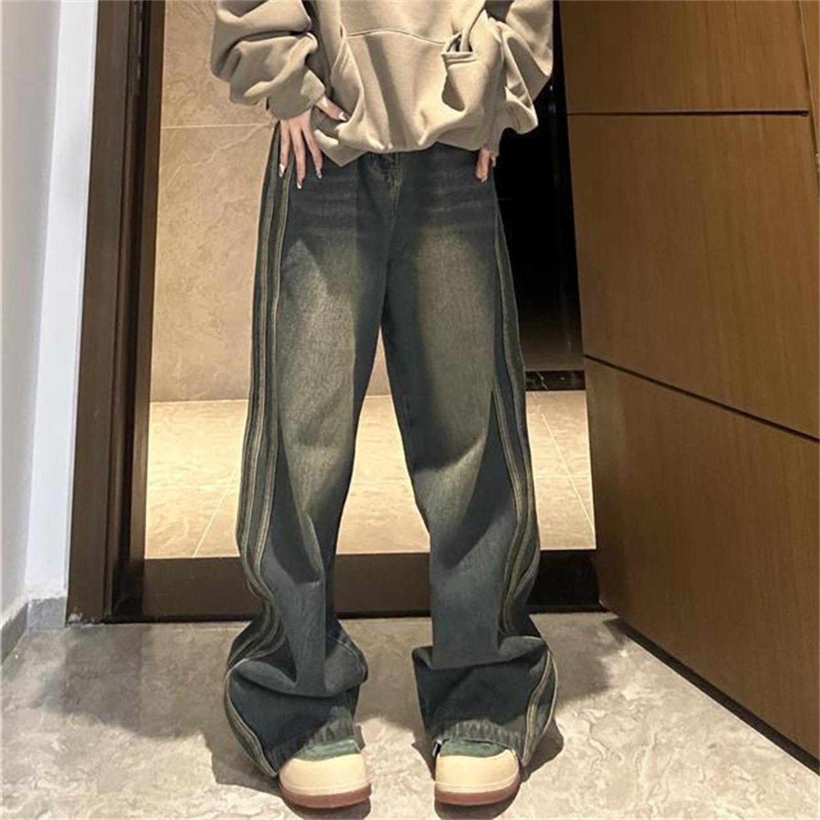 

Женские джинсы, мужские свободные и прямые брюки, модные мужские прямые джинсовые брюки