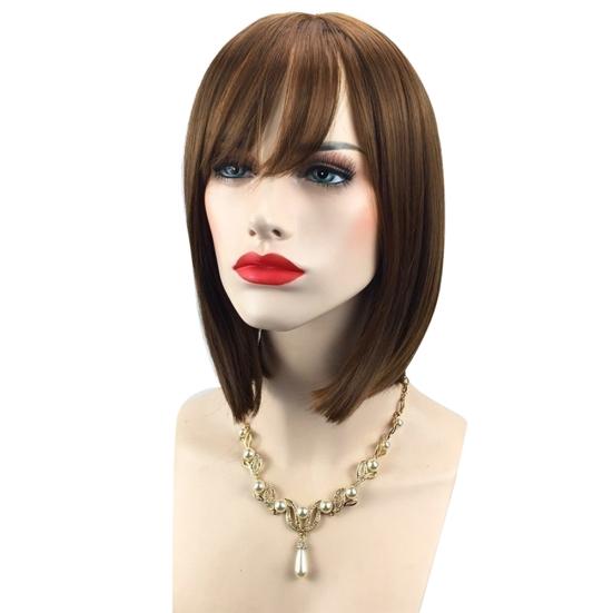 

30см Бобо Стиль Длина Плеча Прямые Женщины Бахрома Челка Парик Наращивание Волос золотистый