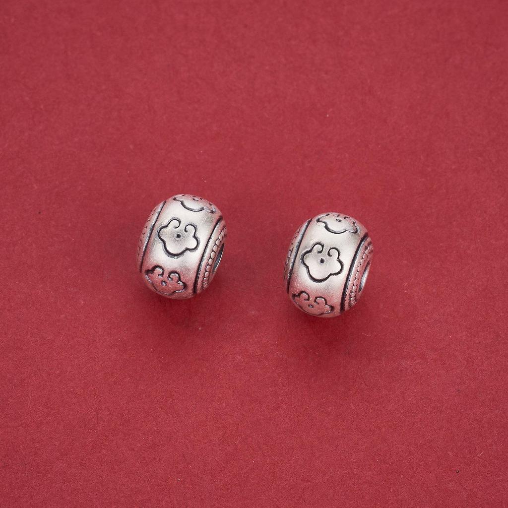 Sterling Silver 999 Aged Longevity Lock Spacer Beads for DIY Bracelets and Silver Jewelry