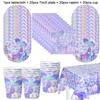 Little Mermaid Party Disposable Tableware Set Paper Plate Cup for Kids Girl Mermaid Theme Birthday Party Decoration Supplies