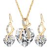 Elegant Jewelry Set Women Love Heart Cubic Zirconia CZ Wedding Necklace Earrings AVE