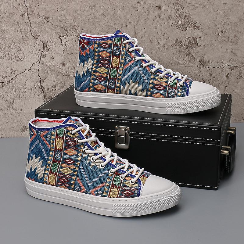 Fashion New Fashion Designer Men's Canvas Lace Up Platform Causal Skateboard Shoes Flats Male Sports Walking Sneakers Zapatos Hombre
