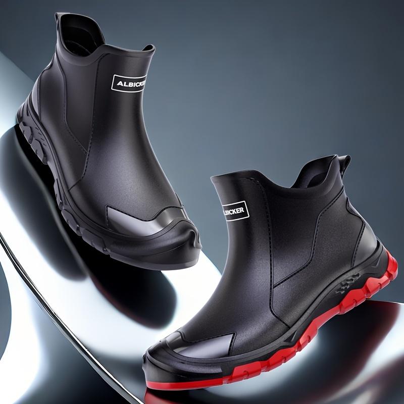 Men's Slip-On Waterproof Rain Boots with Non-Slip Durable Design
