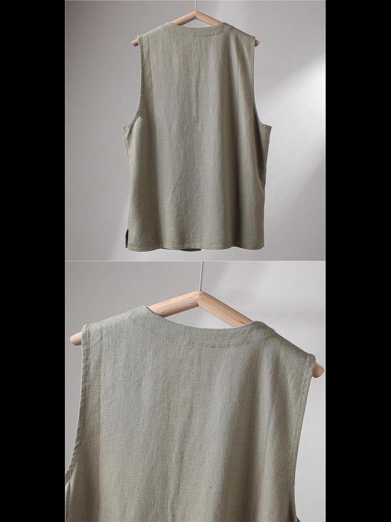 Men's Retro Cotton-Linen Sleeveless Vest