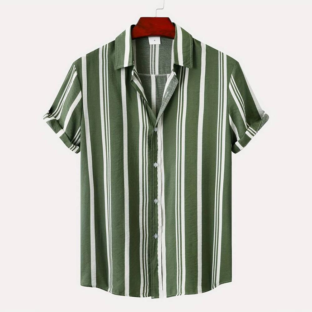 2026 Hawaii Camicia a Maniche Corte a Righe da Uomo Top Casual da Ufficio da Uomo T-shirt Oversize Camicia Bottoni Estiva da Uomo 5XL