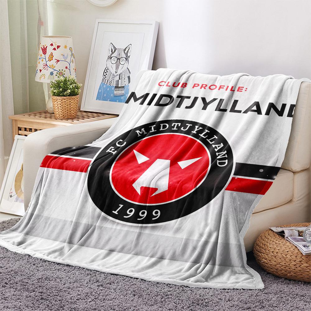 FC Midtjylland Flanelldecke mit Aufdruck, Hohe Qualität, Bequem für alle Jahreszeiten, Heimdekoration, Wärme und Komfort