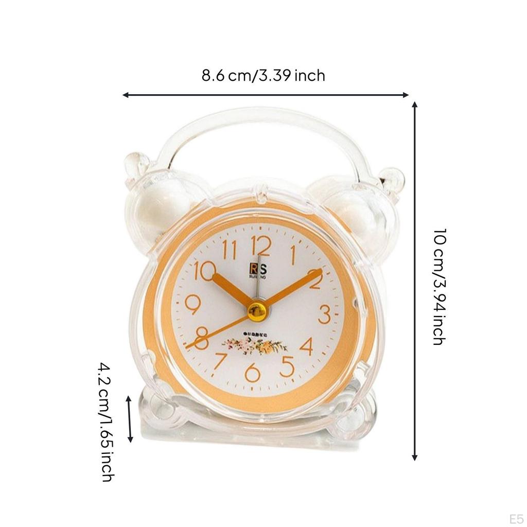Transparent Analog Alarm Clock | Compact, Twin Chime Clock, for Bedside Table Green