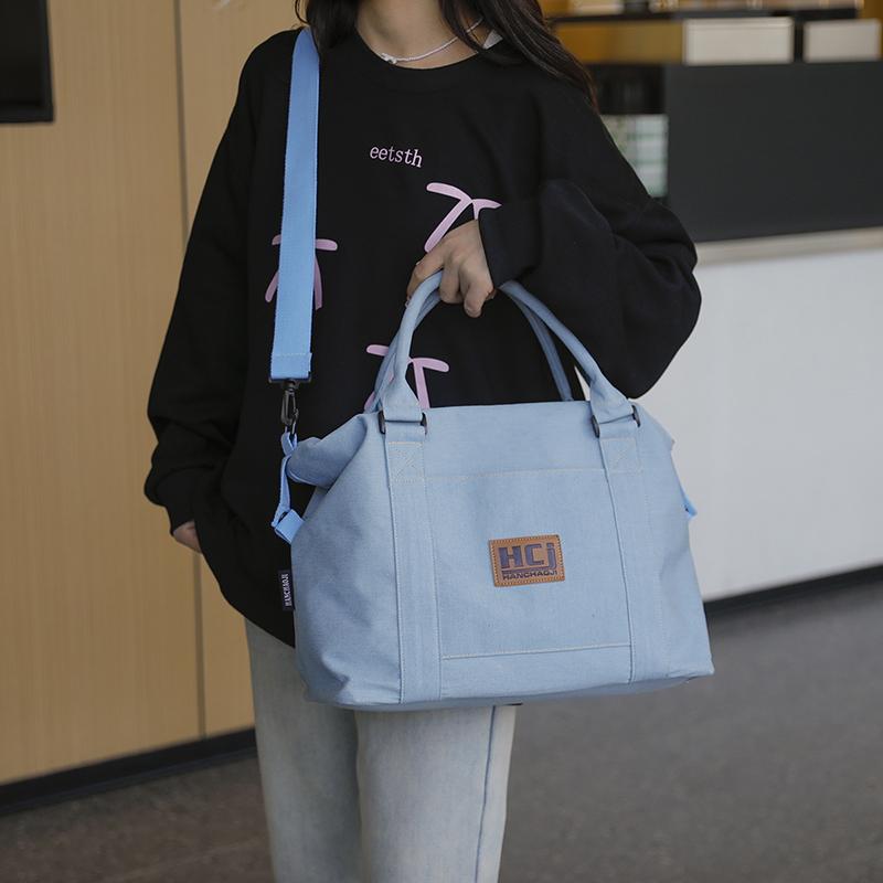 Torba Podróżna na Krótkie Dystanse Damska Torba Jeansowa o Dużej Pojemności na Ramię/Przez Ramię Torba Bagażowa