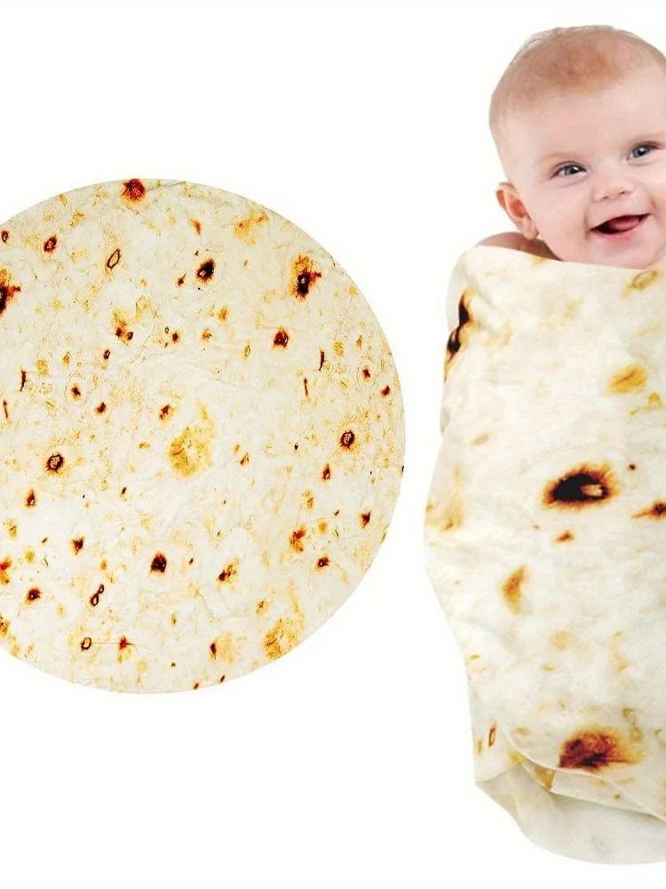 

Мягкое фланелевое детское одеяло Tortilla - Теплый одеяльце для новорожденных, комплект с повязкой на голову Taco - унисекс, супермягкое