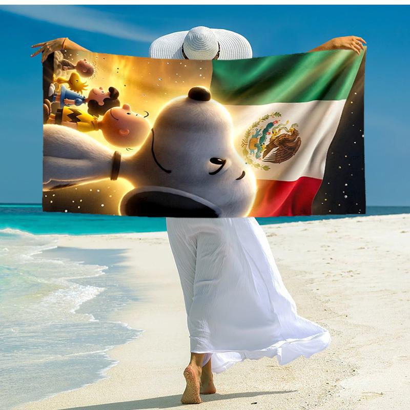 1pc Snoopy Friends Mexico Cartoon Quick Dry Microfiber Bath Towel for Swimming Surfing Camping Unisex Holiday. SJT720168