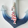 Boat Hook with Lanyard Solid Wood Handmade Blue White Gradient Coastal Decor Symbol Good Luck Boat Hook