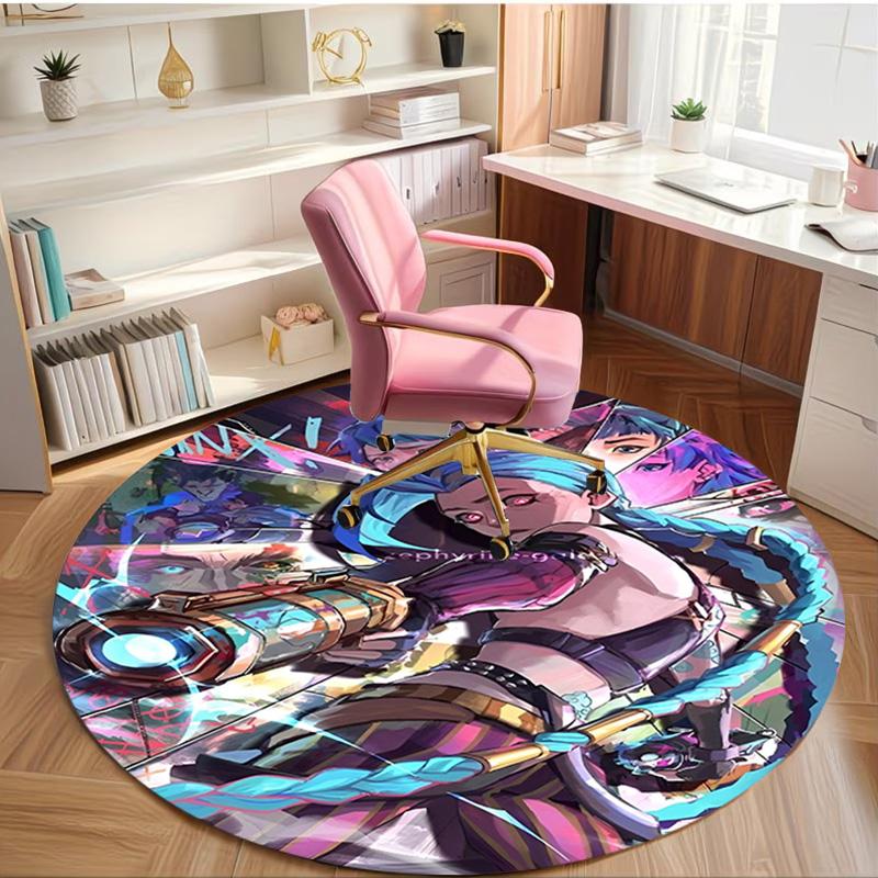 Jinx Print Round Rug, Washable Floor Carpet, For Entryway Dorm Laundry Room Office Study, Home Decor Birthday Christmas Gift