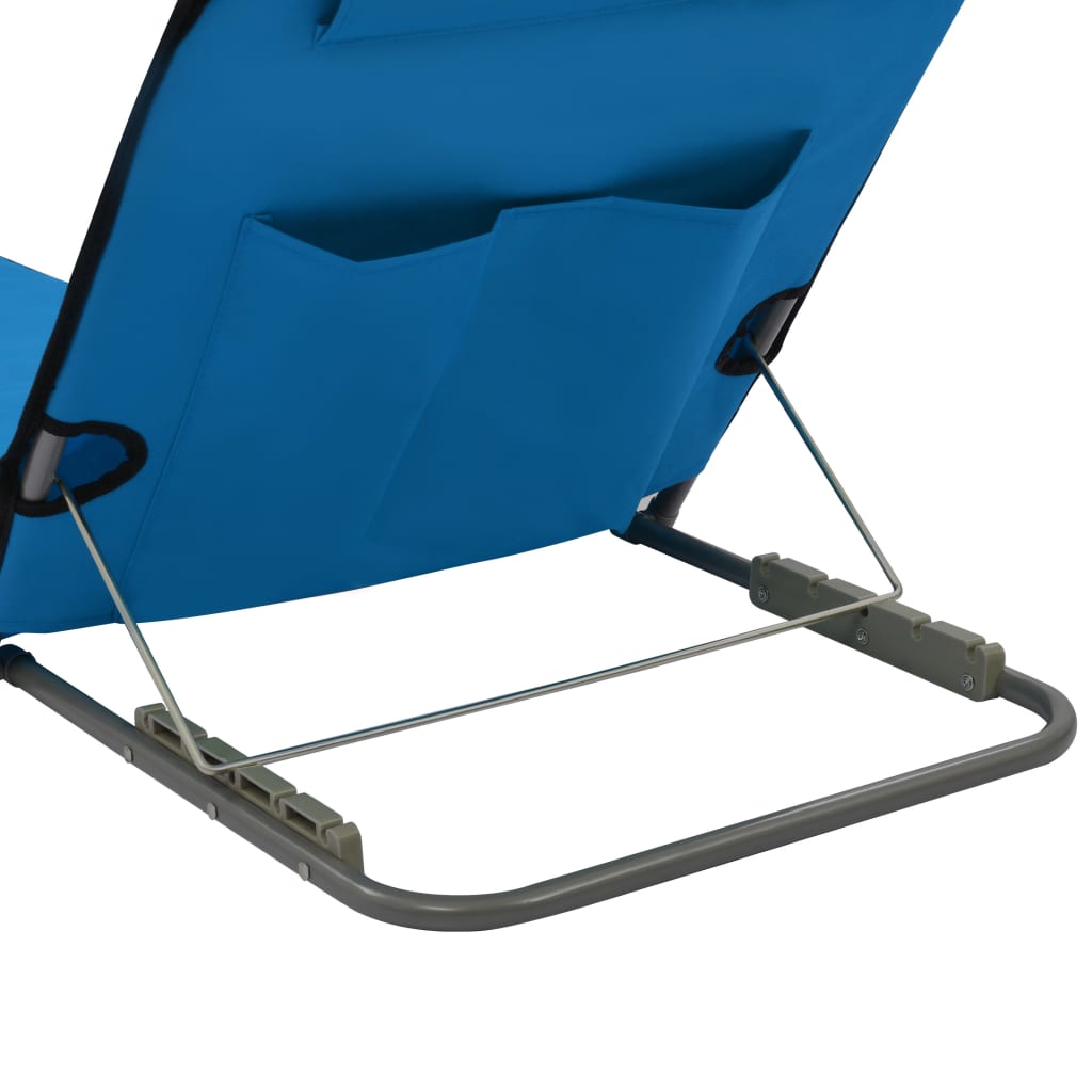 Foldable Beach Mat Set 2 Pcs Steel and Fabric Blue