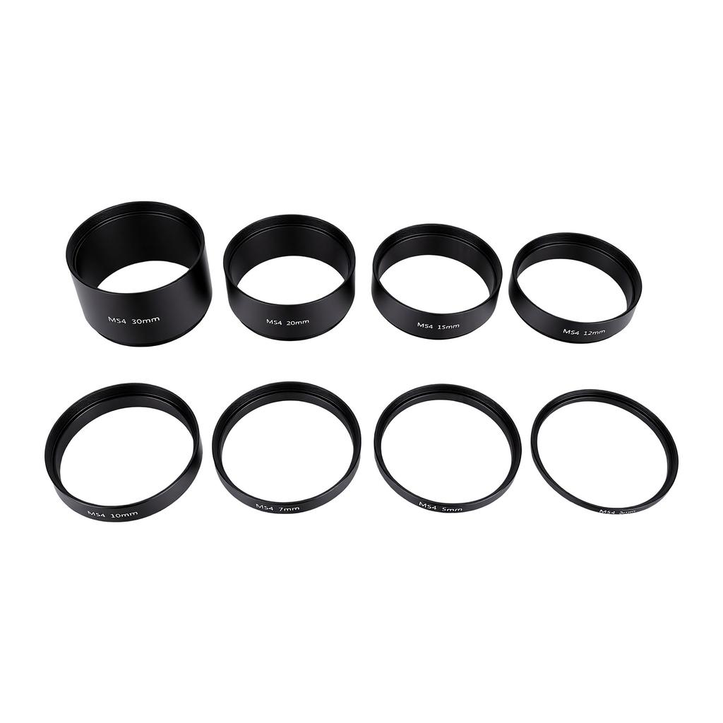 8PCS Black Telescope Extension Tube M54x0.75 Stackable Threaded Dazzle Proof Astronomical Telescope Spacer Kit