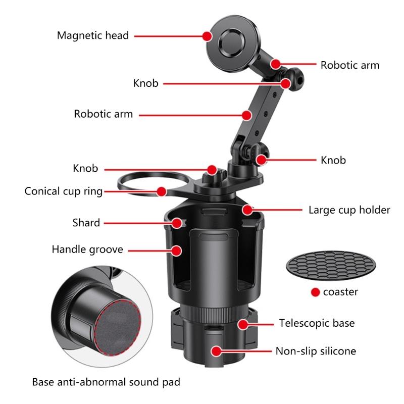 Multifunctional Car Cup & Mobile Holder Secure Not Slip Designings Car Cup & Phone Stand ABS for Convenient Travel Use